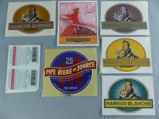 Lot de 7 autocollants bière BEER LABEL Bieretiketten MARCUS BLONDE Drôme Y