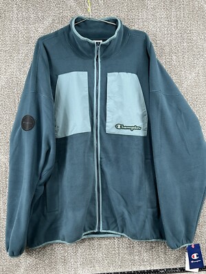 ジャケット・アウター CHAMPION 1960's FLEECE JACKET Champion Teal Green Fleece Jacket Sherpa Sz 2Xl Full Zip Collared