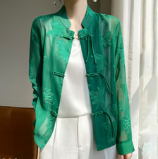 Womens Retro Chiffon Jacket Tang Suit Chinese Cheongsam Jacquard Shirt Coat Tops