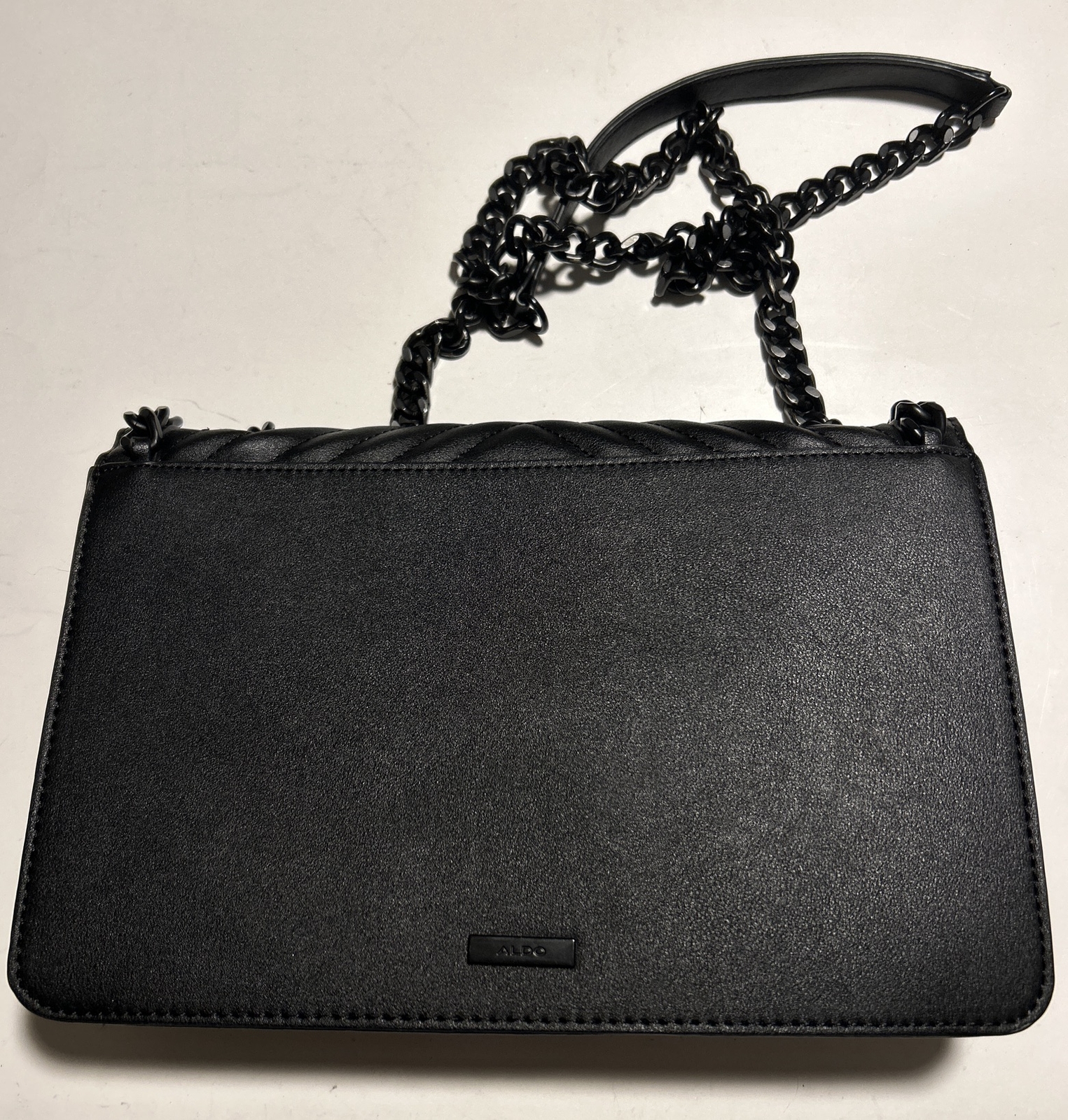 ALDO Black Greenwald Crossbody Quilted Bag Purse With Chain Strap Flap