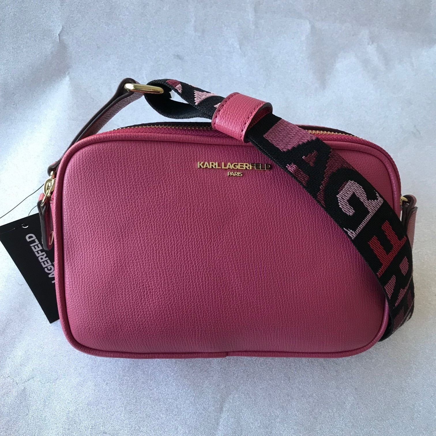 KARL LAGERFELD PARIS  Graphic Logo Strap Camera Crossbody Rose MSRP $178 NWT