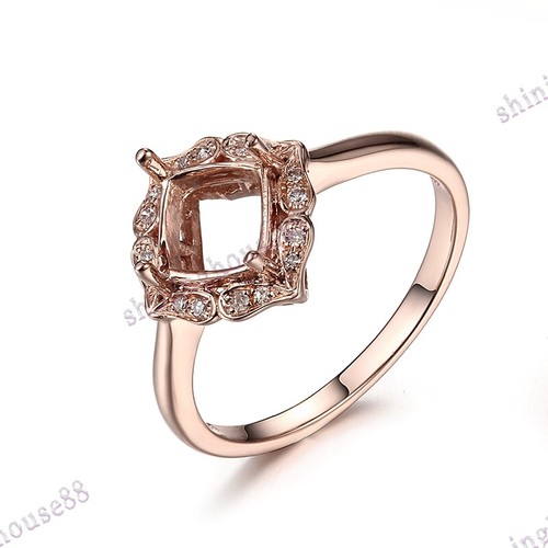 Solid 14K Rose Gold Round 5.75-7.5mm Semi Mount Real Diamonds Ring Fine Jewelry - Picture 2 of 9
