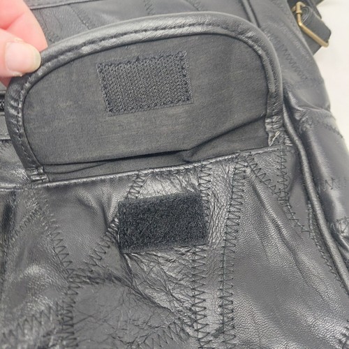 Embassy Black Leather Patchwork Crossbody Bag Organizer Grunge Bohemian Purse - Picture 13 of 15