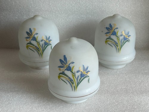 Vintage Main Peinture Verre Lanterne Lamp Bougeoir / Cheminée Nuance, 3 Pièce - Photo 3 sur 16