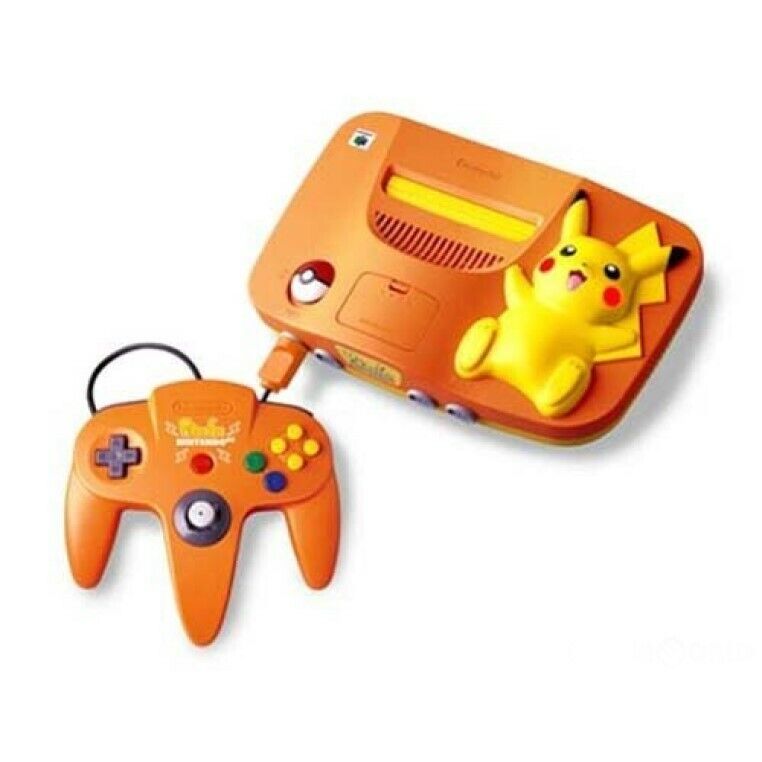 Pikachu Nintendo 64 tested Orange Yellow Console N64 TV game Pikachu Nintendo 64 tested Orange Yellow Console N64 TV game