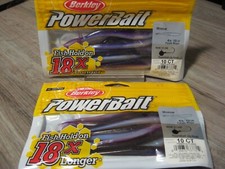 2 Packs Berkley Soft Fishing PowerBait - 4" Split Tail Minnow - Purple Magic
