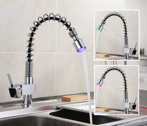 Led KüChenarmatur SpüLbeckenarmatur | Spiralhals | Einhebelmischer | Wasserhahn-image