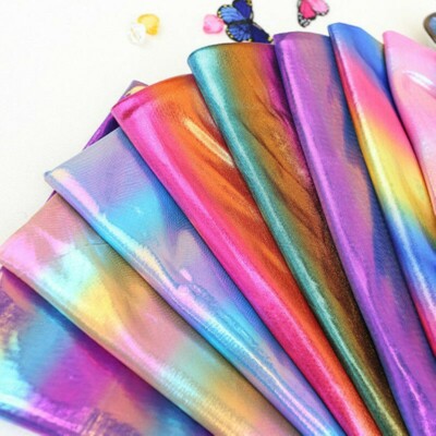 Gradient Metallic Fabric Rainbow Stretch Shiny Fancy Dress Costume Craft Fashion
