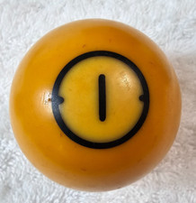 Vintage Brunswick Bakelite Pool Ball 1   Yellow   5.9 oz   Inlay Font