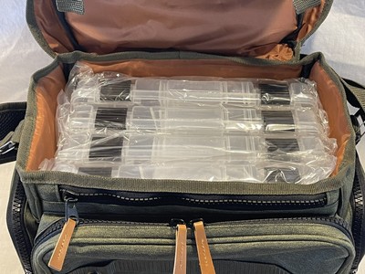 Borsa Da Pesca PLABA601 A-SERIES 3600 – Capacità 4 Scatole, Nylon Resistente – Verde E Beige