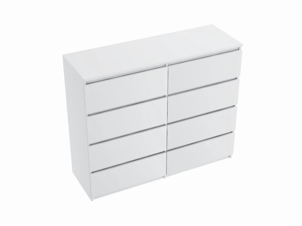 Kommode mit 8 Schubladen Sideboard Schrank Anrichte Highboard 120 weiß holz - Bild 3 von 4