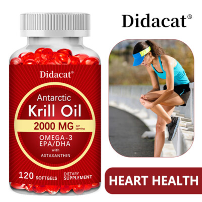 Antarktisches Krillöl 2000 mg Softgelkapseln | Omega-3 EPA, DHA, mit Astaxanthin