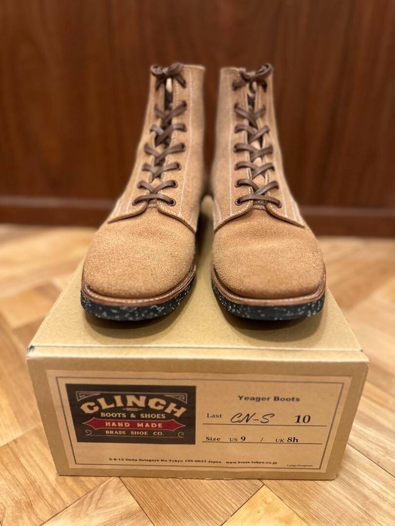 CLINCH BRASS TOKYO Boots Suede Leather Camel Brown Lace Up Boots 