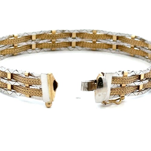 14KT TWO-TONE GOLD FANCY LINK BRACELET 7.5", 15.8 GRAMS - Picture 8 of 8