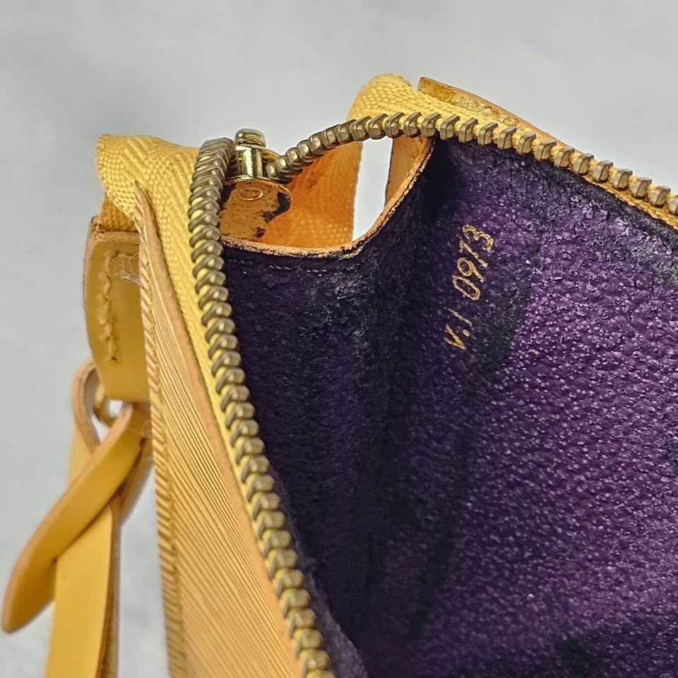 Vintage Louis Vuitton Epi Pochette Accessories Pouch Yellow Handbag. eBay