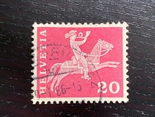 SWITZERLAND HELVETIA 1960 DEFINITIVES Säumer mit Maultier 20C RED - USED