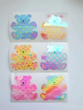 ×1 Vintage Sandylion Pearly Big Teddy Bear Maxi Sticker Sheet Super Rare Find!