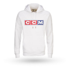 CCM Hockey Vintage Pullover Hoodie | White Iconic Retro Classic Logo Athletic