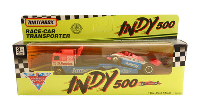 ミニカー Matchbox AmwayINDY500RACECAR.TRANSPORTER Indy 500 Amway #22 Race Car Transporter Matchbox 1990 75th