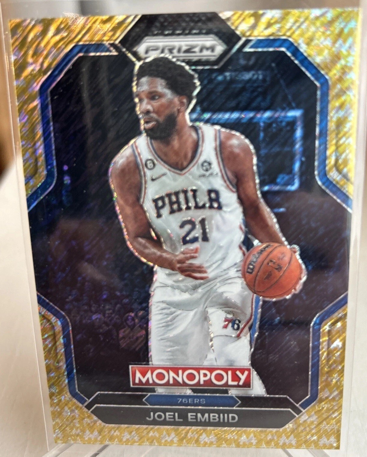 Joel Embiid Gold Money Shimmer 2022-23 Panini NBA Prizm Monopoly #383 / 500 PS5