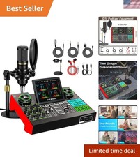 Podcast Microphone Bundle with Live Sound Card Audio Mixer, Podcast Equipment...