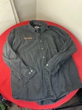 Vtg Harley-Davidson Black Denim Button-Up Shirt XL Eagle Tag  Embroidered Logo