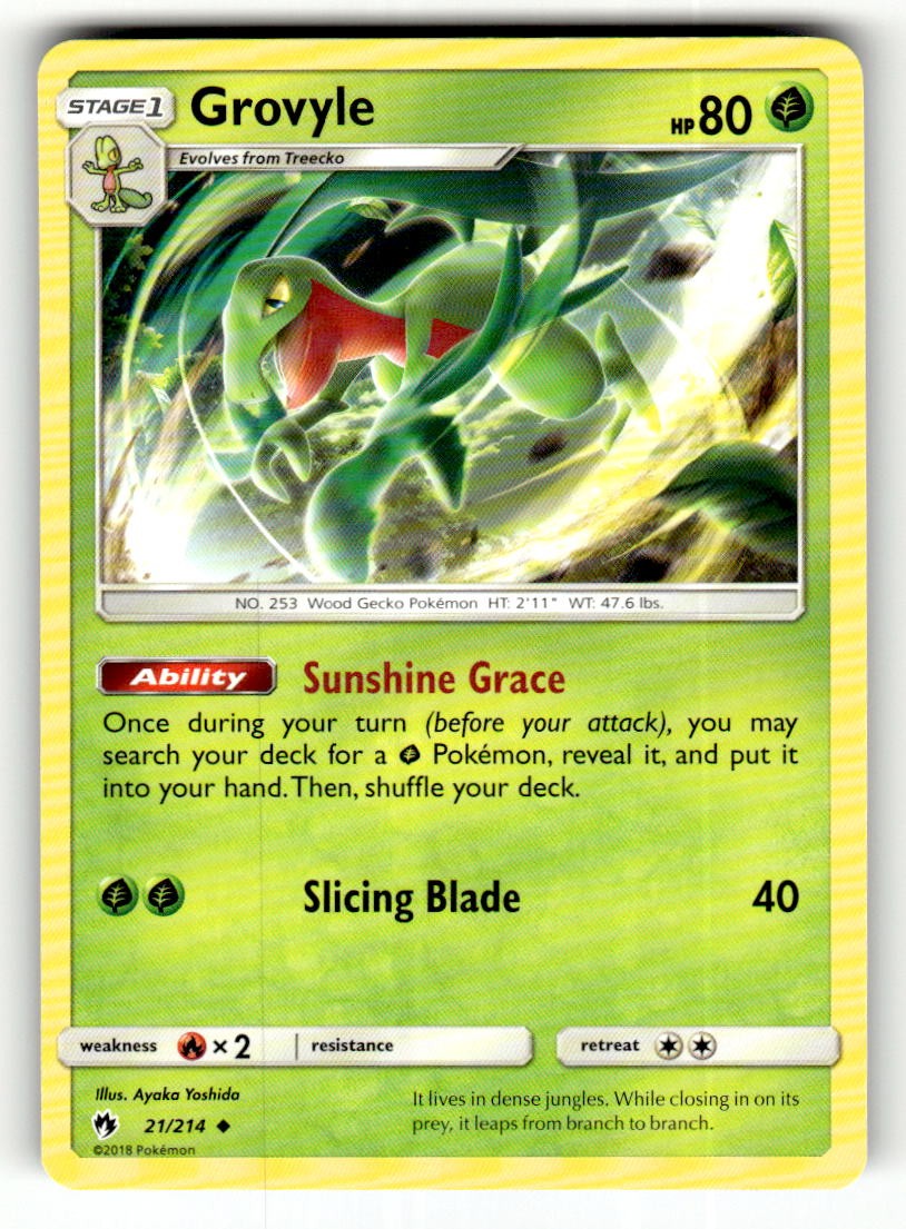 Grovyle 21/214 Uncommon Lost Thunder Pokemon Near Mint