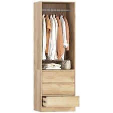 HOMCOM Armadio Guardaroba con Asta, Ripiano Aperto e 3 Cassetti color Teak