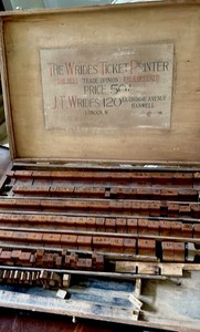 Antique Letterpress Printer Press Plate Blocks “Wrides Ticket Printer” Stamp Set