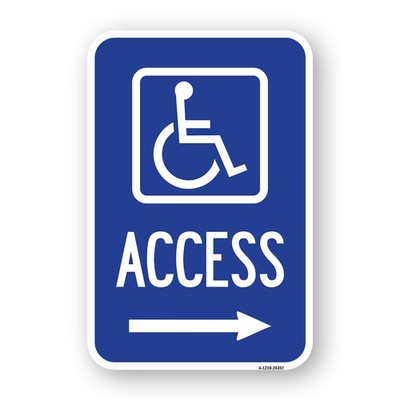 Access With Updated Isa Symbol and Right Arrow Heavy Gauge Aluminum Parking Sign
