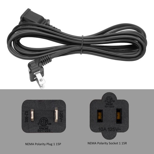 9.8ft NEMA 1 15P To NEMA 1 15R Power Cord Professional Curved Plug Male To OU - Picture 19 of 24