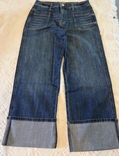 KUT from the Kloth Women’s  Sz 10 Blue Denim Wide-Leg High Rise Cuffed Jeans 