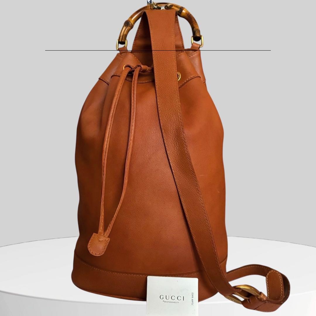 Gucci Bamboo Leather 2-Way Shoulder Body Bag in Brown Pre-Owned