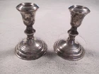 2 WEIGHTED STERLING SILVER CANDLE HOLDERS SCRAP OR USE 4 1/2"  430 GRAMS