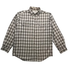 Carhartt Plaid Long Sleeve Button Up Shirt Mens Large Green Pockets