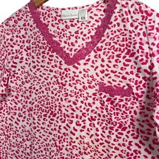 Intimate Essentials Coquette Pink Leopard Print Nightgown M Lace Trim Y2K