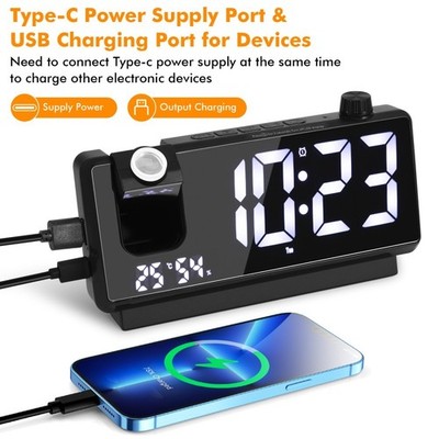LED Uhr mit Projektor Projektionswecker Digitaluhr für Schlafzimmer mit Snooze