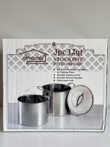 Stanley Roberts Homeworld 12-Quart Stainless Steel Stockpot Set New Vintage - Afbeelding 1 van 5