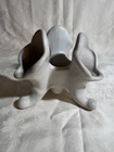 VAN BRIGGLE POTTERY triple CORNUCOPIA VASE CANDLE HOLDER GREY