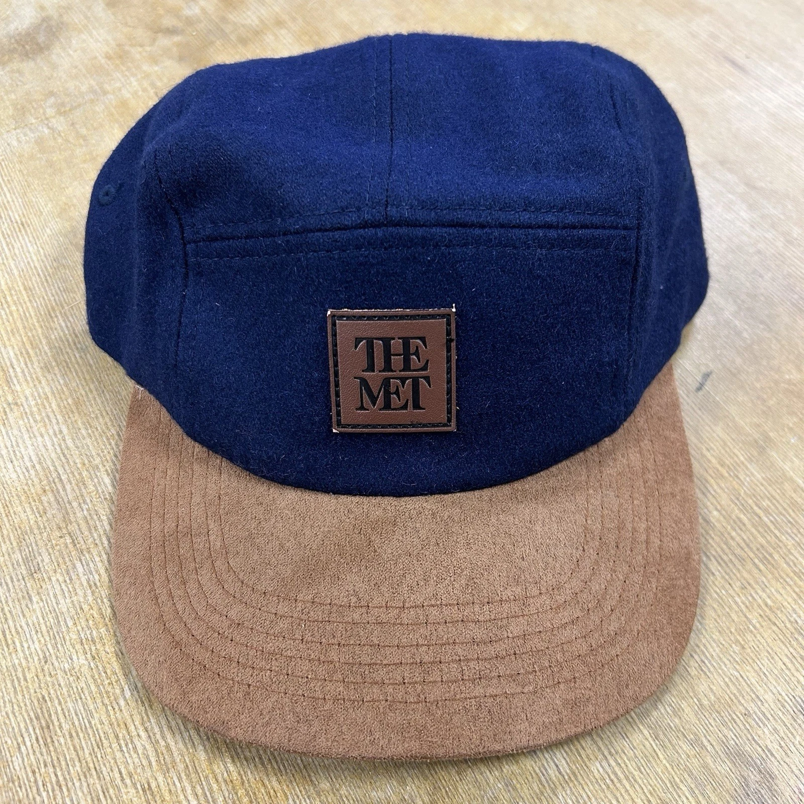 The MET Metropolitan Museum Of Art Wool Blend 5-Panel Hat Leather Strap Cap Blue