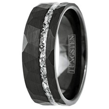 6mm Black Wedding Band with Meteorite Inlay for Men and Women