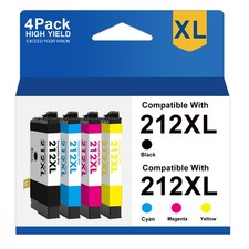4-Pack 212XL Ink replacement for Epson 212 XL Workforce WF-2850 WF-2830 XP-4100