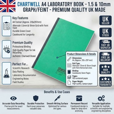 Exacompta A4 Softcover Labor Notizbuch - kariertes Quadrille-Raster, 80 Seiten