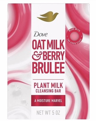 8 PACK Dove Plant Milk Cleansing Bar 5 oz, Oat Milk & Berry Brulee, Moisturizing
