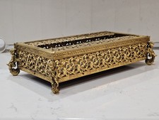 Vintage Gold Tone Cherub Legs Filigree Hollywood Regency Tissue Box Holder