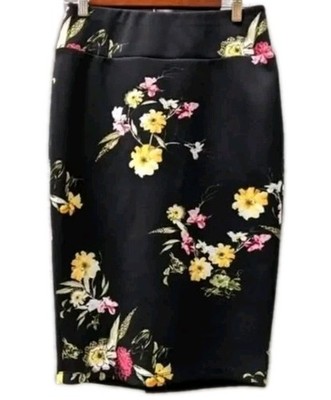 CARMEN MARC VALVO  Gr.  M / UK 12 schwarz geblümt Pencil Rock Stretchrock Neu 