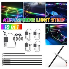 18in1 Car Atmosphere Interior LED Acrylic Guide Fiber Ambient Optic Lights Decor