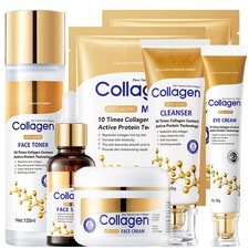 Skin Care Set 6Pcs Anti Aging Serum Face Cream Eye Cream Toner Cleanser Mask