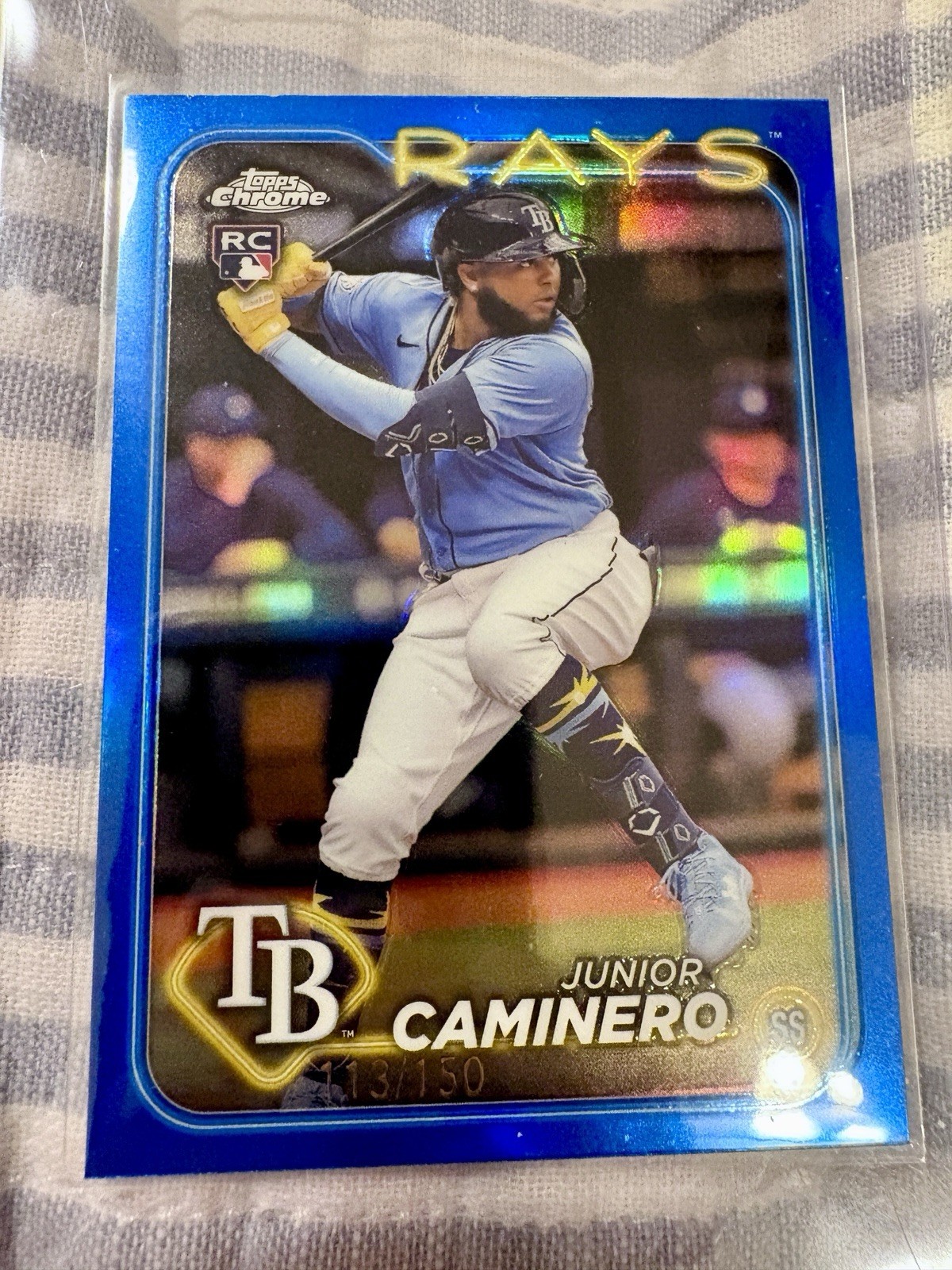 2024 Topps Chrome Blue Refractor Junior Caminero Rookie /150 #213