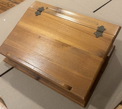 vintage wooden clerk's writing desk sloping hinged (Main Correctional Facility)